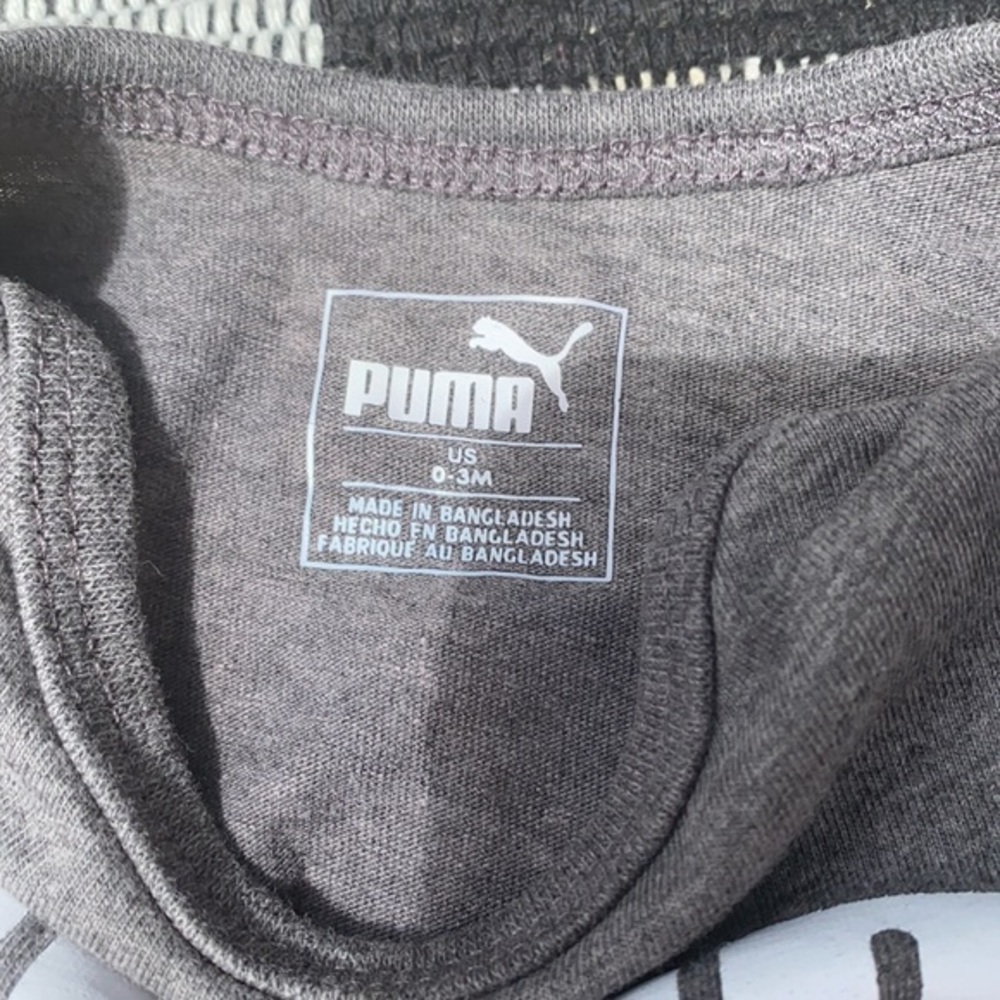 Puma Baby 0-3M Hoodie & Logo Bodysuit 2 Piece Outfit Set Blue Gray - Picture 3 of 7